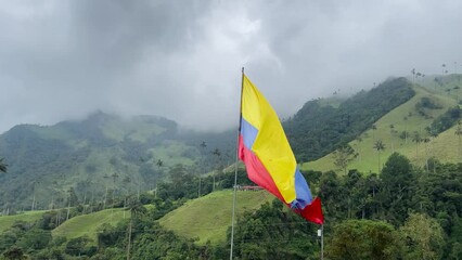 Colombian flag in Cocora Valley, Quindio, Colombia - Powered by Adobe