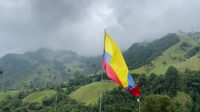 Colombian flag in Cocora Valley, Quindio, Colombia