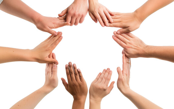 Hands Joining in Team Collaboration Concept Isolated on Transparent Background PNG.