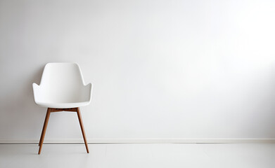 White chair in a white room, space for text