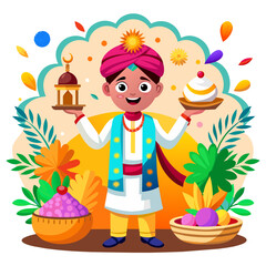 Enjoy Colorful Holi Splash Vector Festival Illustration