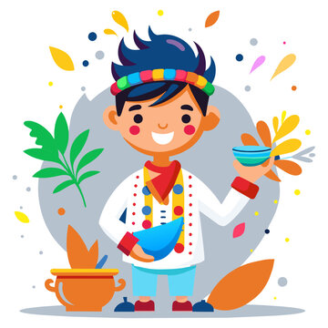 Enjoy Colorful Holi Splash Vector Festival Illustration