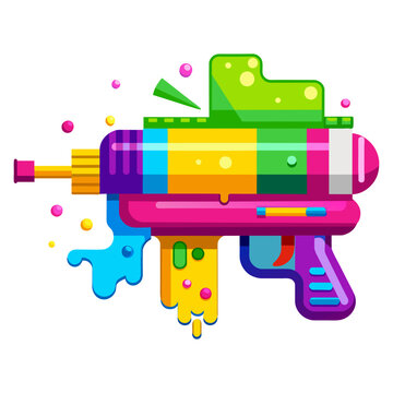Color Gun Pichkari Holi Splash Vector Festival Illustration