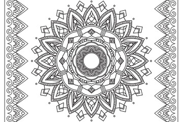 Circular pattern. Mandala Coloring page for kids and adults. Decorative ornament ethnic oriental style. Isolated on white background. line art drawing coloring page relaxation and meditation. Vector
