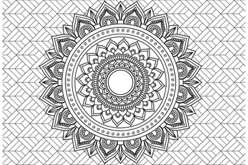 Circular pattern. Mandala Coloring page for kids and adults. Decorative ornament ethnic oriental style. Isolated on white background. line art drawing coloring page relaxation and meditation. Vector