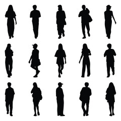 Vector collection set of individual people silhouettes.