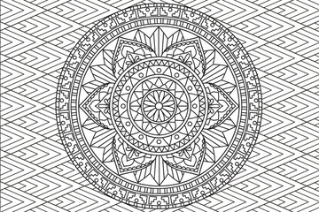 Circular pattern. Mandala Coloring page for kids and adults. Decorative ornament ethnic oriental style. Isolated on white background. line art drawing coloring page relaxation and meditation. Vector