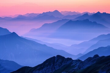 The mountains are covered in a beautiful blue sky