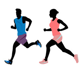 Fototapeta na wymiar Silhouettes clipart of athlete women running, vectors featuring workout sports, such as jogging, running, sprint, marathon, and physical exercise. 
