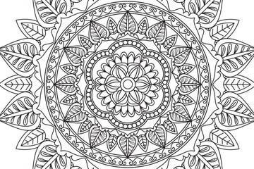 Circular pattern. Mandala Coloring page for kids and adults. Decorative ornament ethnic oriental style. Isolated on white background. line art drawing coloring page relaxation and meditation. Vector