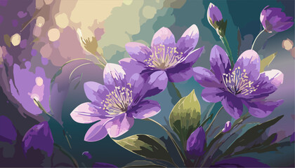 Purple and white flowers background
