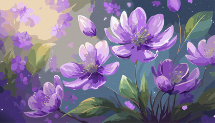 Purple and white flowers background