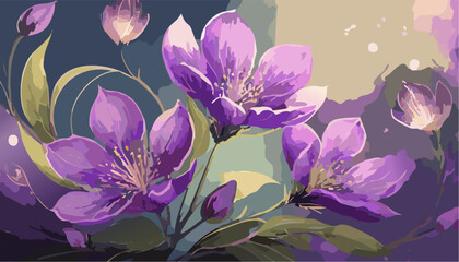 Purple and white flowers background