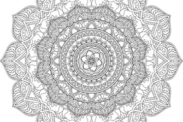 Circular pattern. Mandala Coloring page for kids and adults. Decorative ornament ethnic oriental style. Isolated on white background. line art drawing coloring page relaxation and meditation. Vector