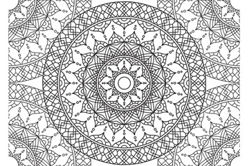 Circular pattern. Mandala Coloring page for kids and adults. Decorative ornament ethnic oriental style. Isolated on white background. line art drawing coloring page relaxation and meditation. Vector