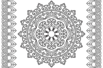 Circular pattern. Mandala Coloring page for kids and adults. Decorative ornament ethnic oriental style. Isolated on white background. line art drawing coloring page relaxation and meditation. Vector