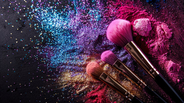 make up brushes and palette