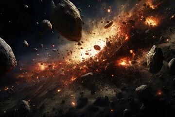 Fototapeta premium Planetary system undergoing a cataclysmic event