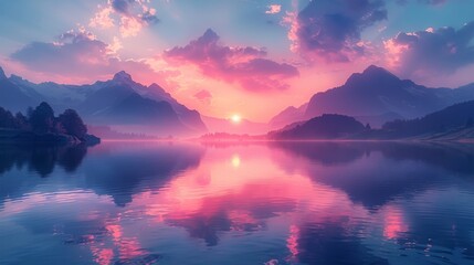 Fototapeta na wymiar Colorful Sunset Reflecting on Water