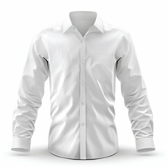 Fototapeta premium Classic Men's White Dress Shirt Isolated on White Background. Generative ai