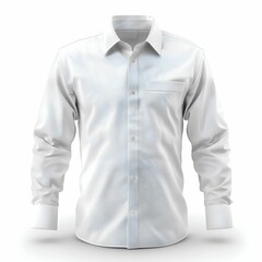Classic Men's White Dress Shirt Isolated on White Background. Generative ai