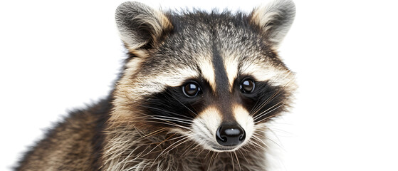 Obraz premium Close Up of a Raccoon Isolated on a White Background