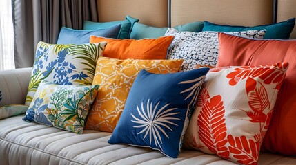 collection Set of different decor styles of vantage and modern bedding or sofa cushion or pillow...