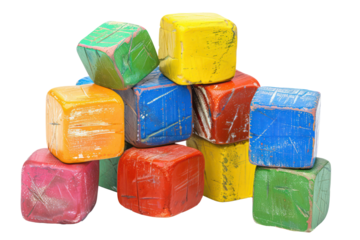 Colorful toy blocks for children's play, cut out - stock png.