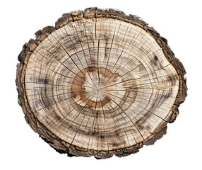 Detailed tree ring pattern of a wood slice, cut out - stock png.