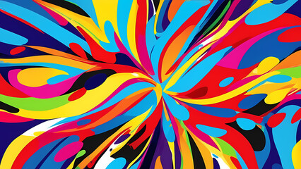  an abstract pop art color paint splash pattern background, characterized by bold and dynamic splashes of color arranged in a captivating and eye-catching pattern, generative ai