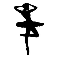 Ballerina silhouette. Ballet banner. Realistic dancer in pointe shoes and tutu. Vector icon. © SVIATLANA