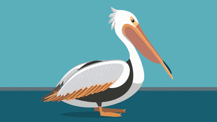 Fototapeta na wymiar Flat Design Pelican Vector Illustration. Perfect for Coastal-Themed Designs. 