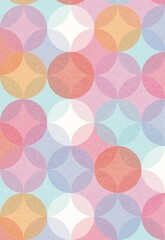 Flat illustration. Abstract multicolored background with circles and white lines. Design for wall decoration, card, poster or brochure..