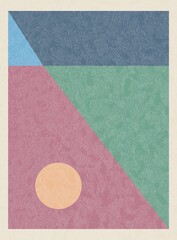 Flat poster. Modern geometric abstract pattern with simple geometric shapes and basic colorful shapes. For use in posters, web design, brand presentations, album printing, fashion textures and more..