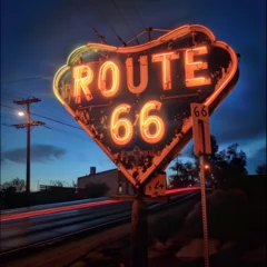 Fotobehang Retro Route 66 Neon sign  © PixelHD