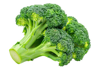 Fresh green broccoli bunch for healthy eating, cut out - stock png.