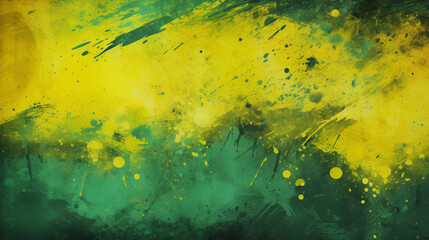 Wallpaper verde y amarillo diseño con manchas y efecto splash. Creado con IA - obrazy, fototapety, plakaty