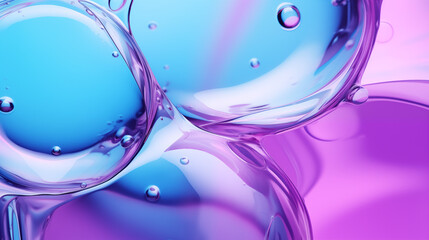 Burbujas de líquido espeso simil mercurio. Azul y violeta. Creado con IA