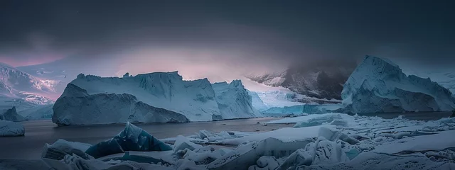 Poster Antarctica glacier landscape at night © Stefano