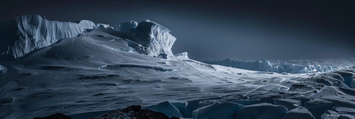 Antarctica glacier landscape at night