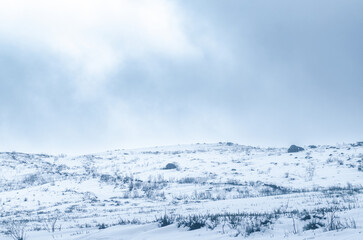 Winter landscape with snow in Peneda Geres National Park. Portugal