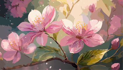 Pink and white flowers background