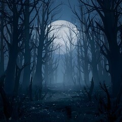 Obraz premium spooky halloween night landscape