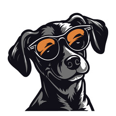 Vector image of a dog with glasses. Can be used as a logo for a pet shop.