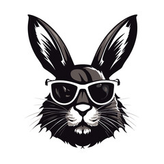 Rabbit head with sunglasses. Vector illustration of a hare.