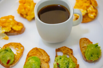 Traditional bread with egg in selective focus and fine details