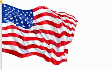 Obraz premium Patriotic Symbolism Waving Flag Background Isolated on White Background.