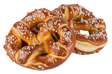 Salted baked pretzel, cut out - stock png.