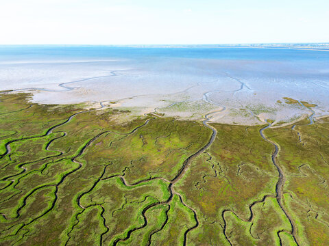 Aerial view of channels and gullies, Seaftinge, Holland