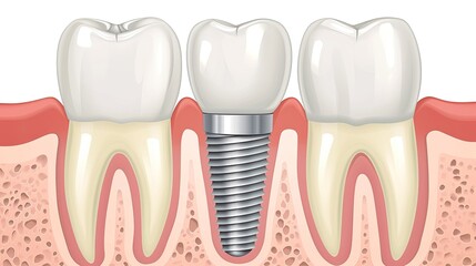 Dental Clinic Concept. Teeth with dental implant